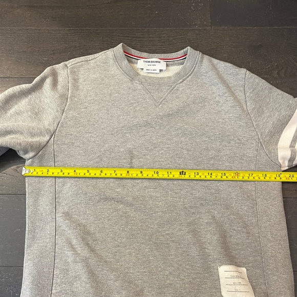 THOM BROWNE GREY COTTON STRIPED CREW NECK SWEATER SIZE 2 - Picture 11 of 15